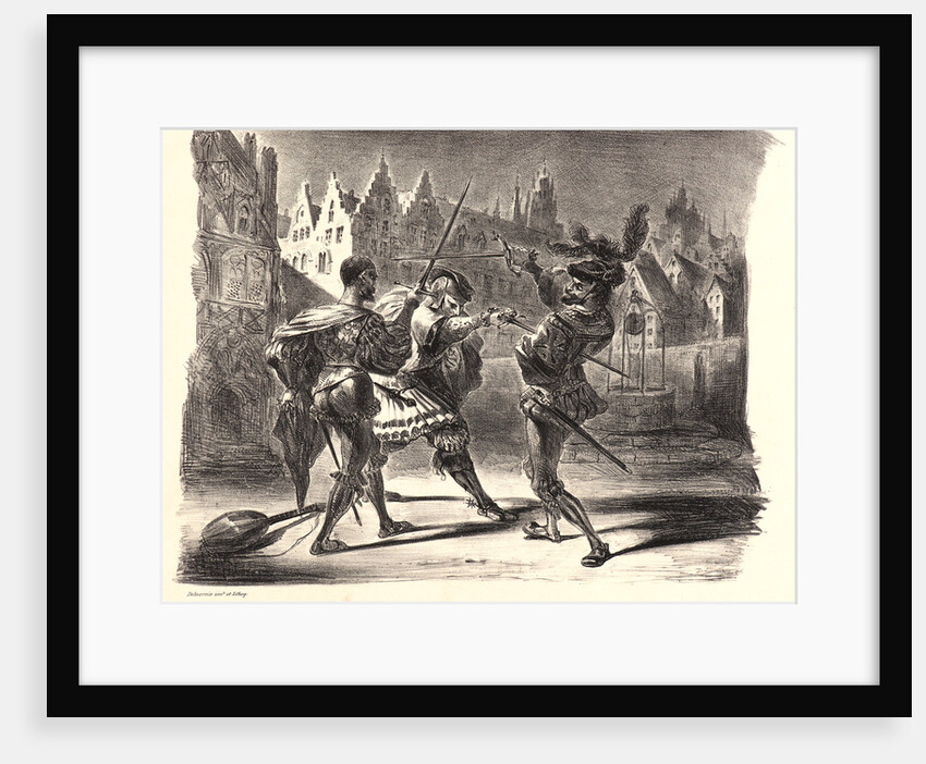 Duel of Faust and Valentin (Duel de Faust et de Valentin), 1828 by Eugène Delacroix