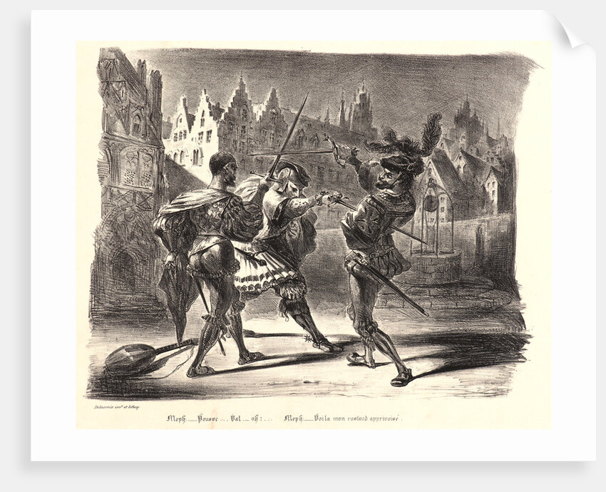 Duel of Faust and Valentin (Duel de Faust et de Valentin), 1828 by Eugène Delacroix