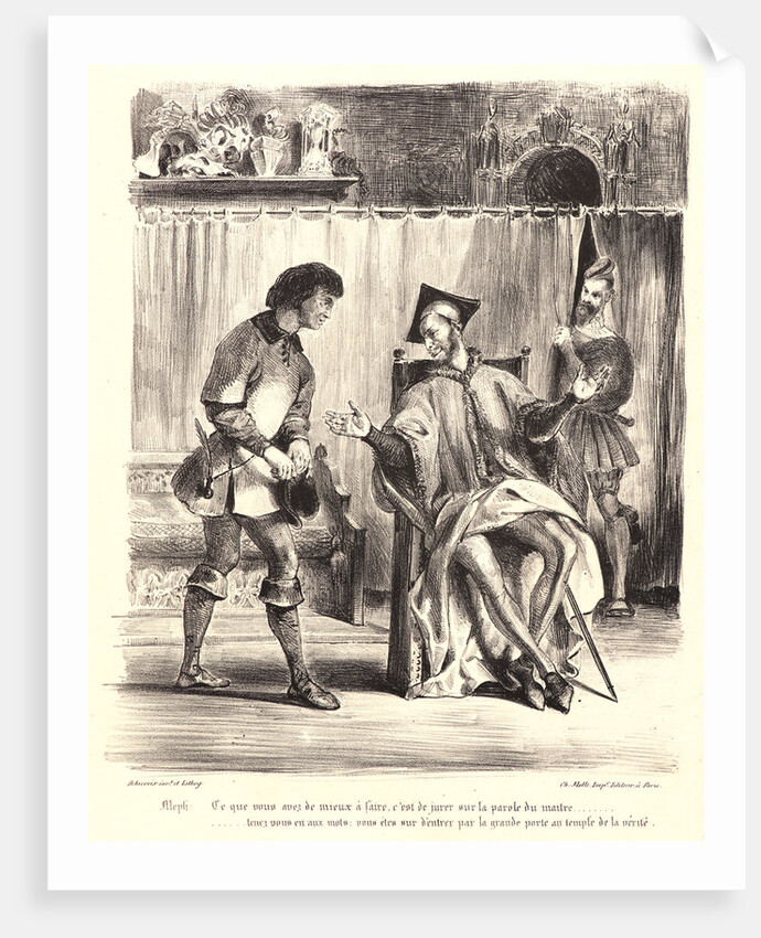 Mephistopheles Receiving the Student (Méphistophélès recevant l’écolier), 1828 by Eugène Delacroix