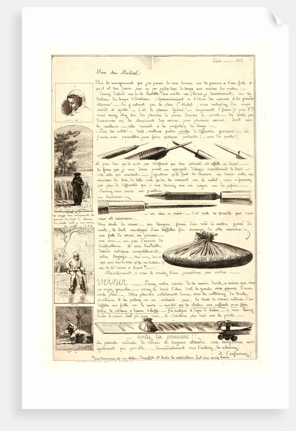 Letter on the Elements of Etching (Lettre sur les éléments de la gravure à l'eau-forte), first sheet, 1864 by Adolphe Martial Potémont