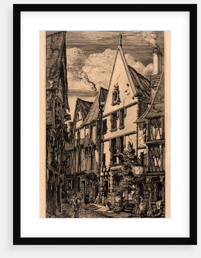 La Rue des Toiles, Bourges, 19th century by Charles Meryon
