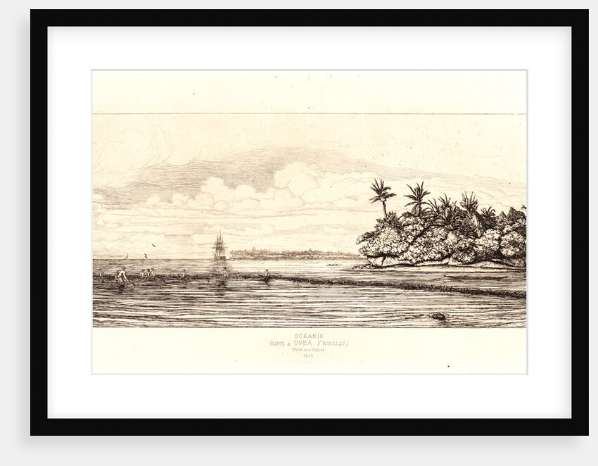Océania: Fishing, near Islands with Palms in the Uvea or Wallis Group (Océanie: Ilots à Uvea), 1863 by Charles Meryon