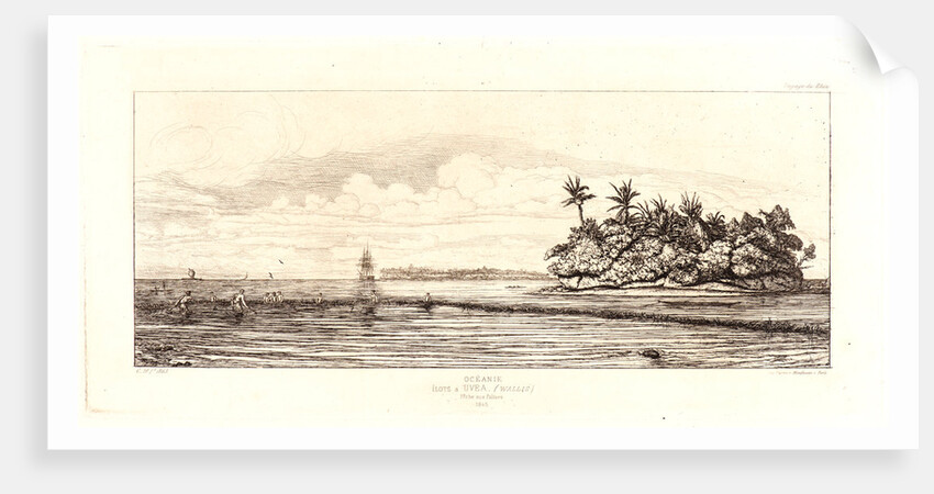 Océania: Fishing, near Islands with Palms in the Uvea or Wallis Group (Océanie: Ilots à Uvea), 1863 by Charles Meryon