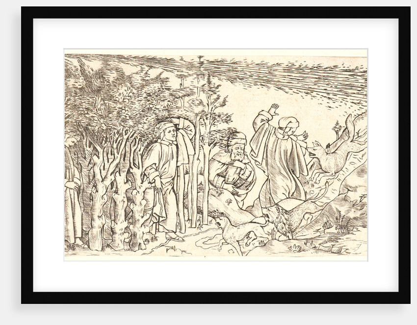 Divine Comedy: Dante Lost in the Wood, Escaping and Meeting Virgil, 1481 by Anonymous