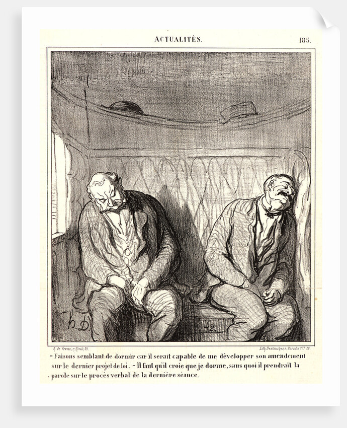 Faisons semblant de dormir.., 1868 by Honoré Daumier