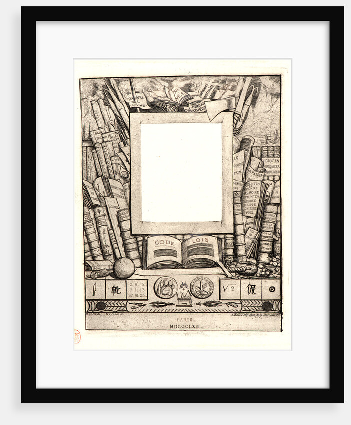 Design for a frame for the Portrait of Armand Guéraud (Projet d'Encadrement pour le Portrait d'Armand Guéraud), 1862 by Charles Meryon