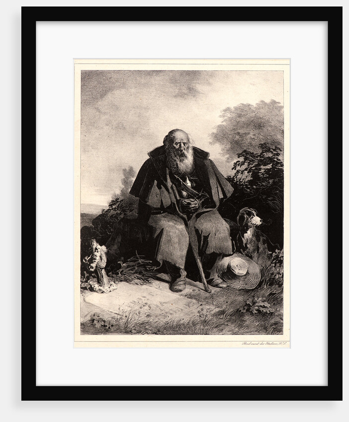 Old Man with Dog, 19th century by Nicolas Toussaint Charlet