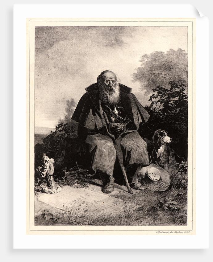 Old Man with Dog, 19th century by Nicolas Toussaint Charlet
