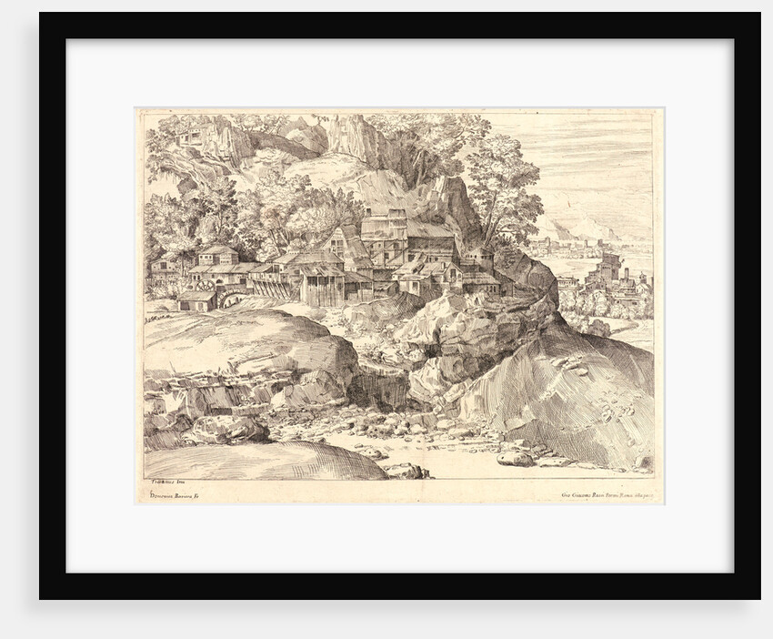 Dominique Barrière (French, 1610-1678) after Titian (Italian (Venetian), ca. 1488-1576). Village with Mill at the Foot of the Alps, 17th century by Dominique Barrière