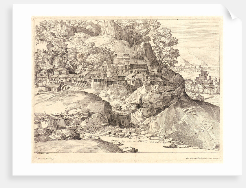 Dominique Barrière (French, 1610-1678) after Titian (Italian (Venetian), ca. 1488-1576). Village with Mill at the Foot of the Alps, 17th century by Dominique Barrière