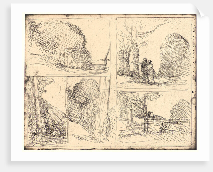 Le Jardin de Pericles, L'Allee des Peintres, Le Griffonnage, Le Grand Bucheron, La Tour d'Henri VIII, 1856 by Jean-Baptiste-Camille Corot