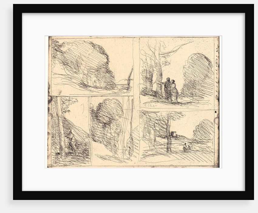 Le Jardin de Pericles, L'Allee des Peintres, Le Griffonnage, Le Grand Bucheron, La Tour d'Henri VIII, 1856 by Jean-Baptiste-Camille Corot