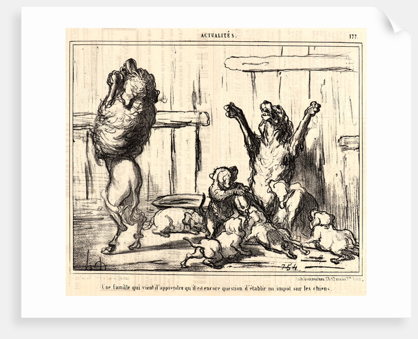 Une famille qui vient d'apprendre qu'il est encore question d'éstablir un impot sur les chiens, 1855 by Honoré Daumier