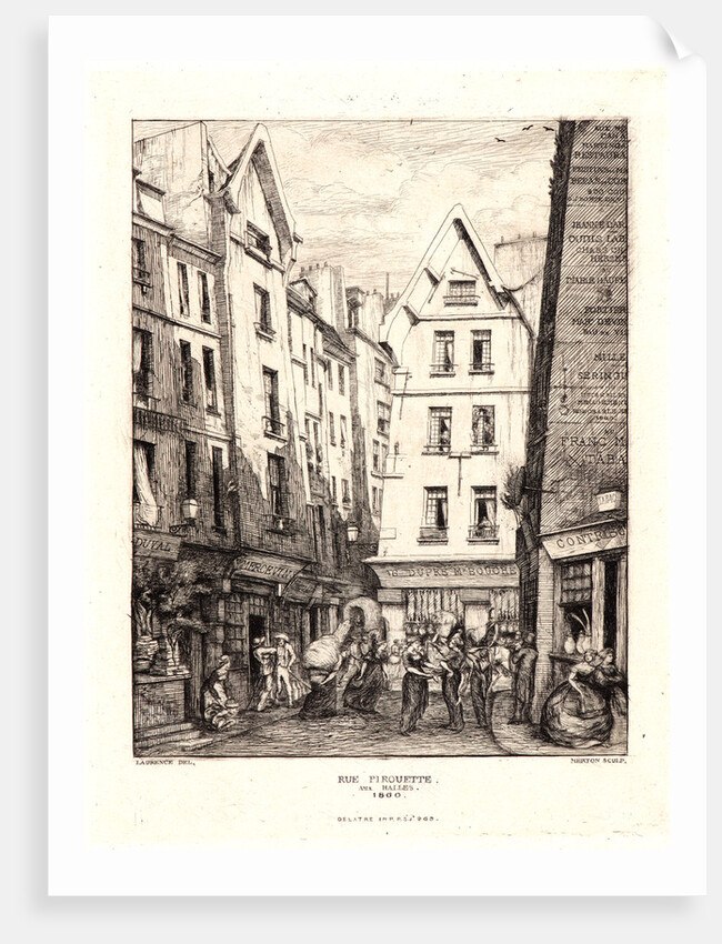 Pirouette Street, near the Markets, Paris (La Rue Pirouette aux Halles, Paris), 1860 by Charles Meryon