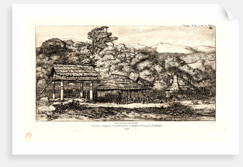 Indigenous Barns and Huts at Akaroa, Banks' Peninsula (Greniers Indigènes et Habitations à Akaroa, Presqu'Ile de Banks), 1845 by Charles Meryon