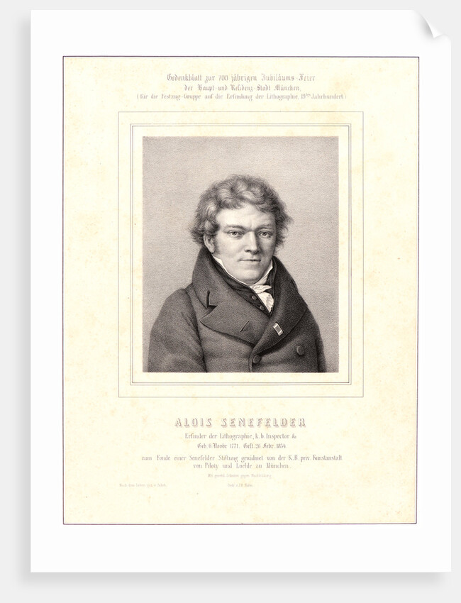 Portrait of Alois Senefelder, ca. 1819 by Anonymous