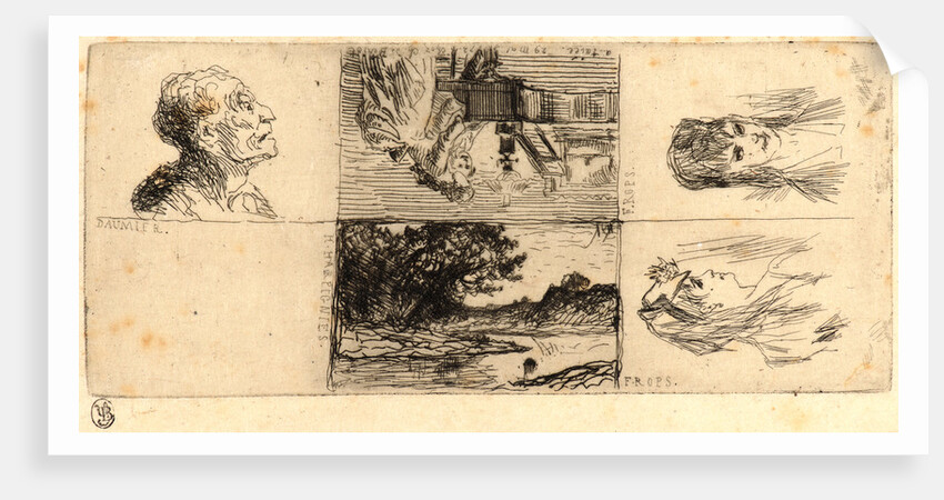 Profile of an Old Man (Essai d'eau forte), ca. 1870 by Honoré Daumier