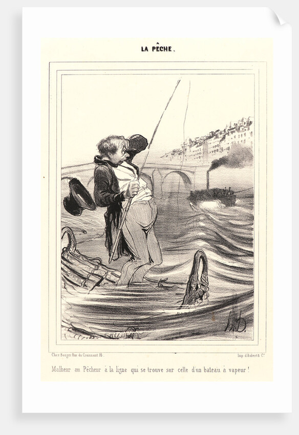Malheur au Pêcheur a la ligne.., 1840 by Honoré Daumier