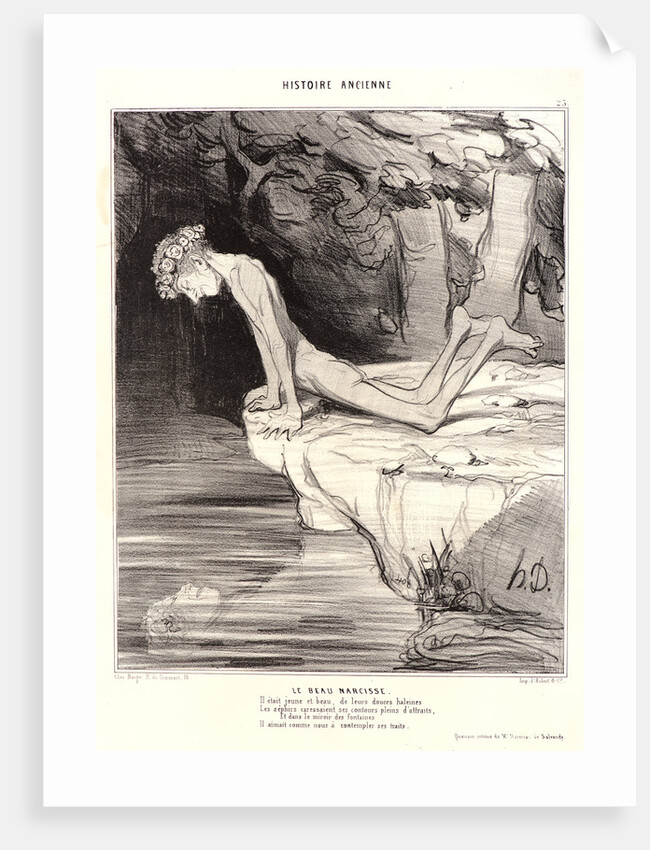 Le beau Narcisse, 1842 by Honoré Daumier