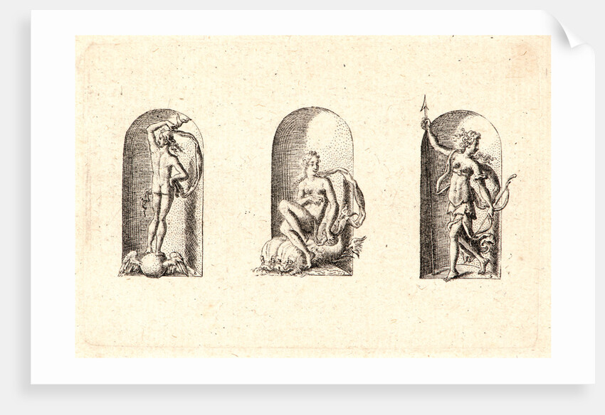 Several Gods of Classical Antiquity (Plusieurs Divinités de l'Antiquiteé Paienne), plate 4, 1578 by Etienne Delaune