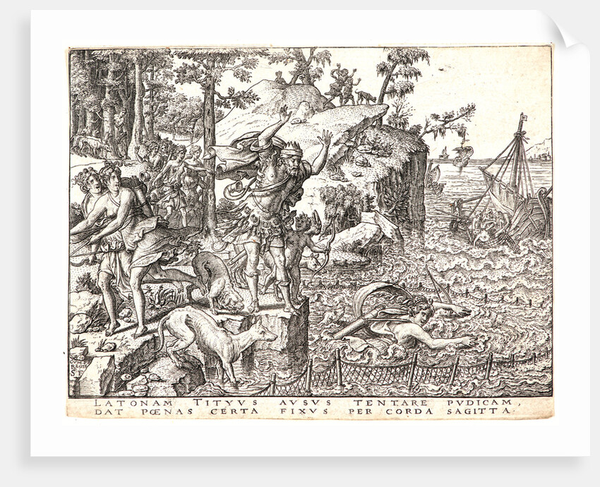 Diana's Nymph, Britomartis, Trying to Escape the Pursuit of Minos by Throwing Herself into the Sea, 16th century by Etienne Delaune