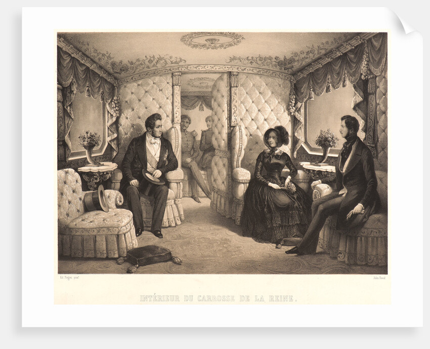 Interior of the Railway Carriage of the Queen (Interieur du Carosse de la Reine), 1844 by Jules David