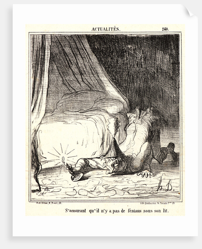 S'Assurent Qu'il n'y a pas de Fenians sous son Lit, 1866 by Honoré Daumier