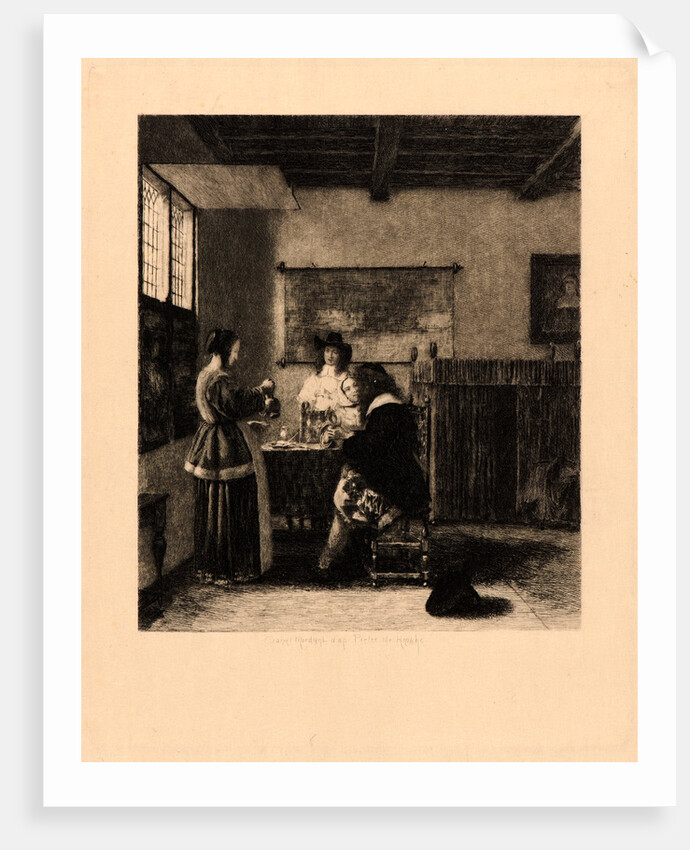Two Ladies and Two Gentlemen in an Interior by Daniel Charles Marie Mordant