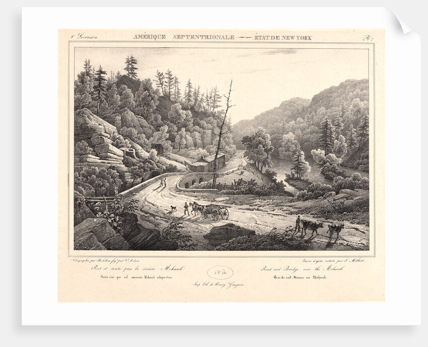 Road and Bridge over the Mohawk River, ca. 1830-1840 by F. Jacques Milbert