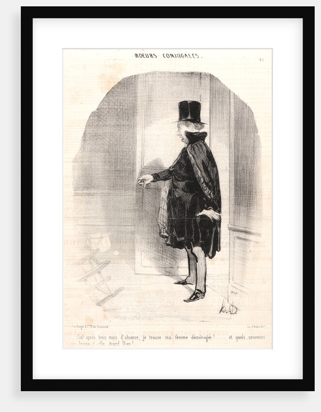 Heavens! After three months of absence, I find that my wife has moved out by Honoré Daumier