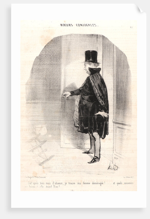 Heavens! After three months of absence, I find that my wife has moved out by Honoré Daumier