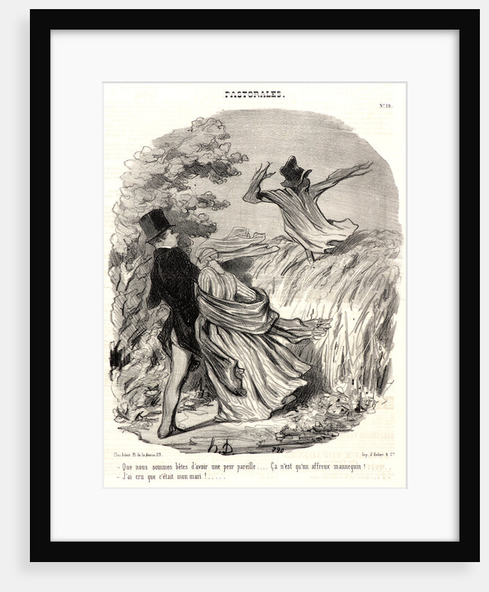 We are stupid to be so afraid—it is nothing but a horrible scarecrow—I thought it was my husband by Honoré Daumier