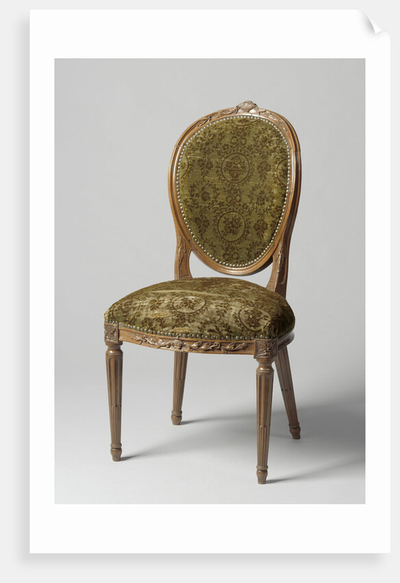 Chair of mahogany, lined with green mock-velvet by Anonymous