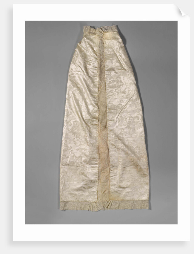 Baptism Robe of cream-colored silk damask and lined with cream-colored Chinese silk, trimmed with a strip of Binche Lace by Anonymous