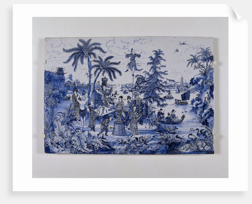 Plate, painted with chinoiserie decoration by Anonymous