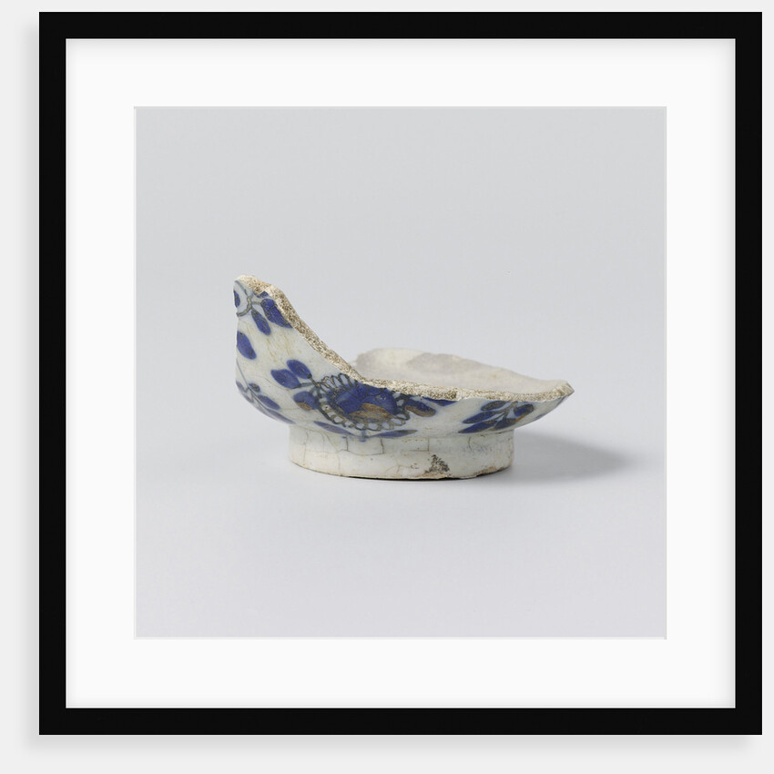 Cup, fragment with floral motifs in blue by Anonymous