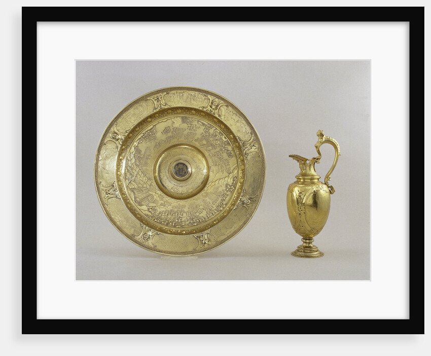 Ewer and basin with scenes of land and sea battles constantly the Eighty Years' War by Adam van Vianen I