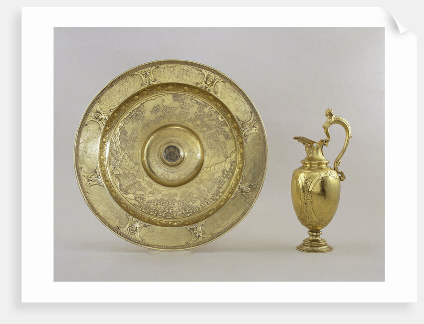 Ewer and basin with scenes of land and sea battles constantly the Eighty Years' War by Adam van Vianen I