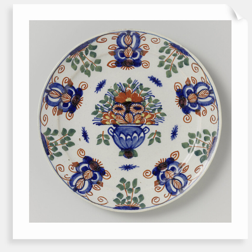 Plate with flower basket by Anonymous