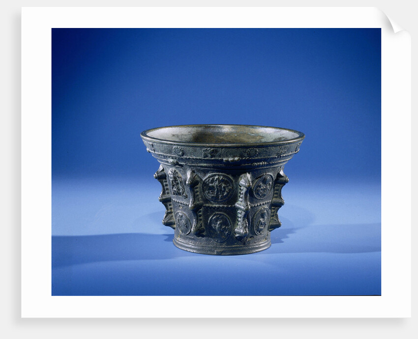 Mortar and Mary with Child and crowned angels by Anonymous