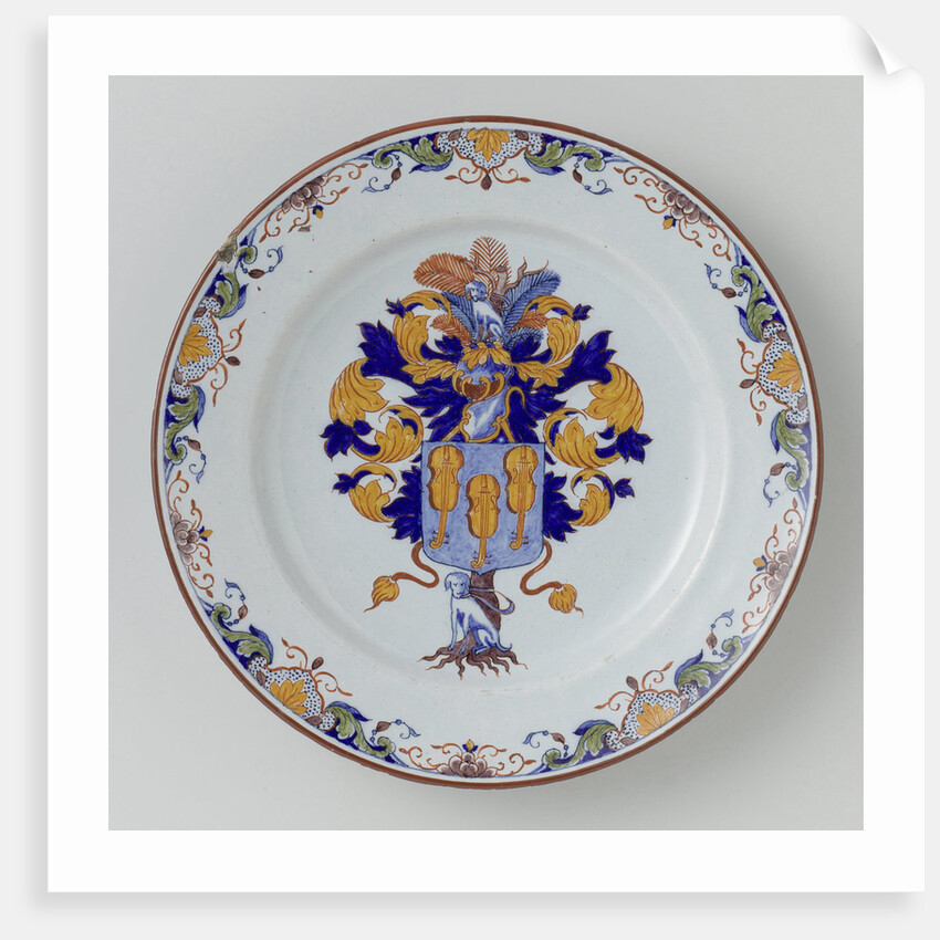 Plate, painted with the family crest Pride by Anonymous
