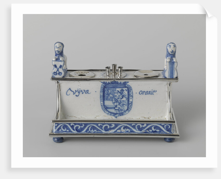 Inkstand with the coats of arms of Leiden, Delft and William III by Anonymous