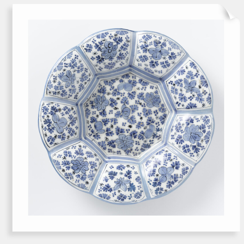 Dish with edge of blue painted faience by Anonymous