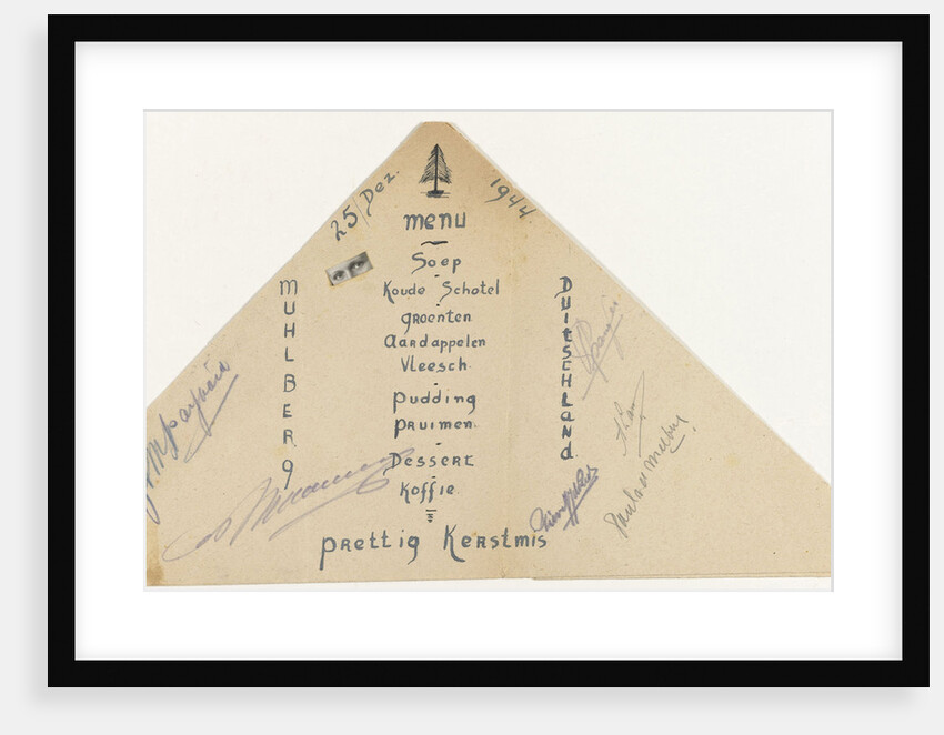 Christmas Menu, December 25, 1944, a prisoner of war camp Stalag dinner at the IV B Mühlberg a / d Elbe Germany by Anonymous