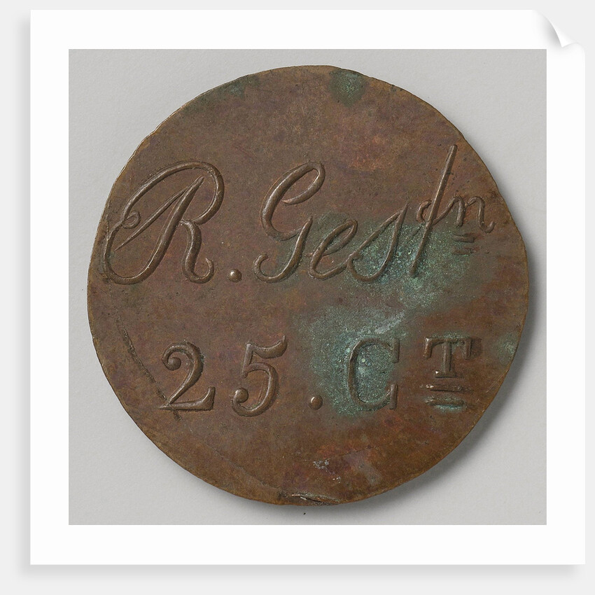 Rijksgestichten Ommerschans and Veenhuizen, home currency beaten by order of the Charity Society worth 25 cents by Anonymous