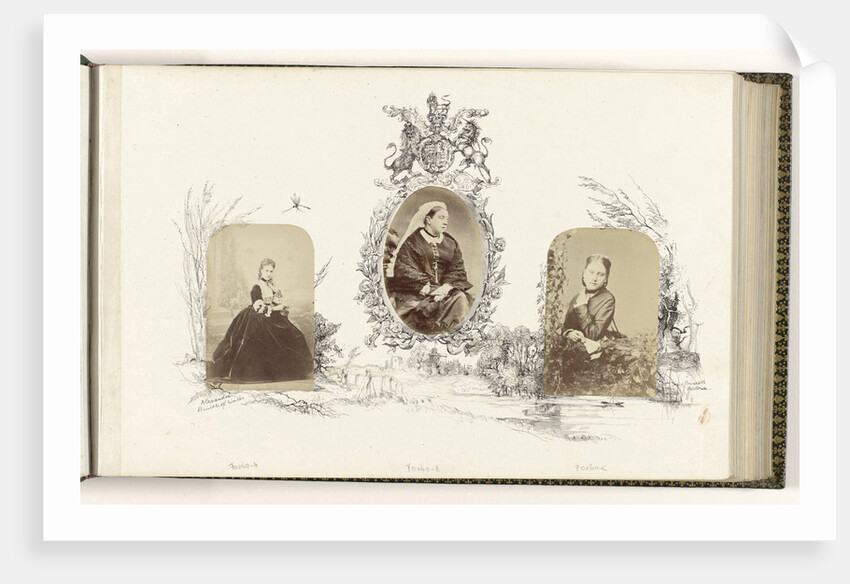 Portrait of Alexandra, Princess of Wales bordered by drawing of English landscape by Anonymous