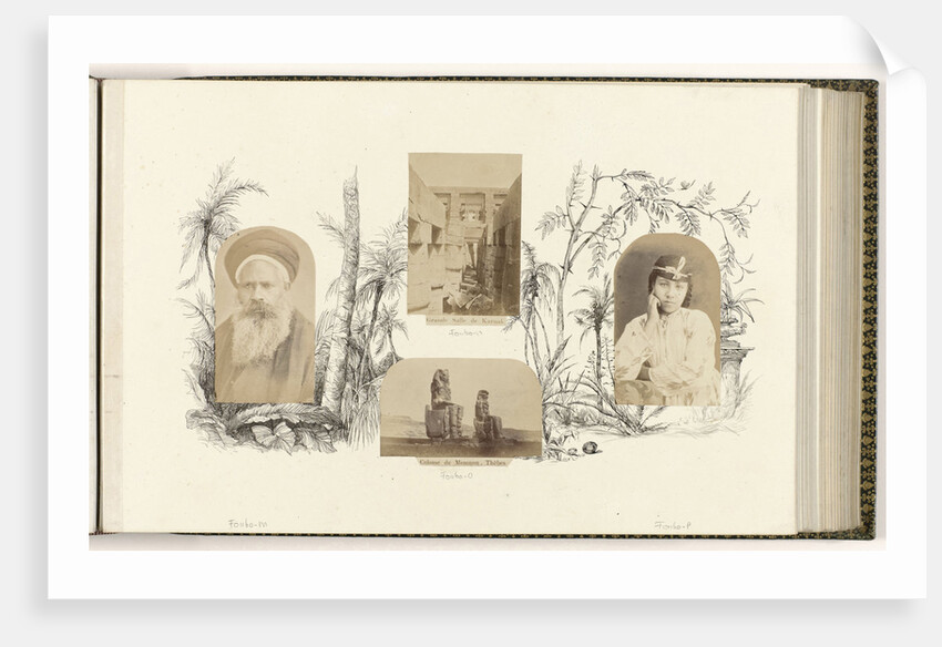 Egypt, girl portrait with her cap bordered by drawing flora by Anonymous