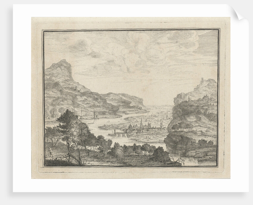 River Landscape with View of a city by Gerard Melder