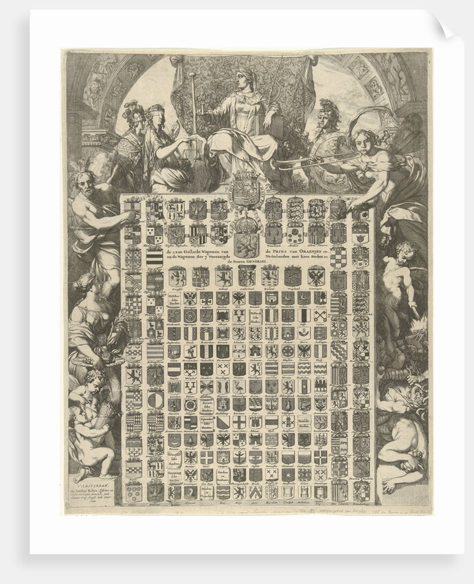 Prince William III in an allegorical frame, Johannes Jacobsz van den Aveele by Jacobus Robijn Gerard de Lairesse