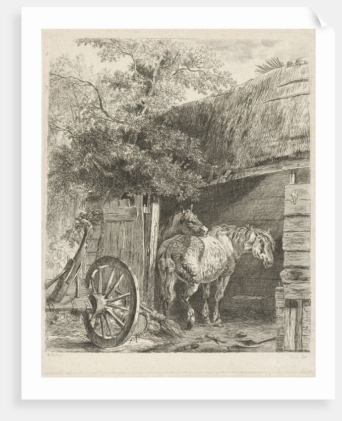 Two horses in a barn, Pieter Gerardus van Os by Paulus Potter